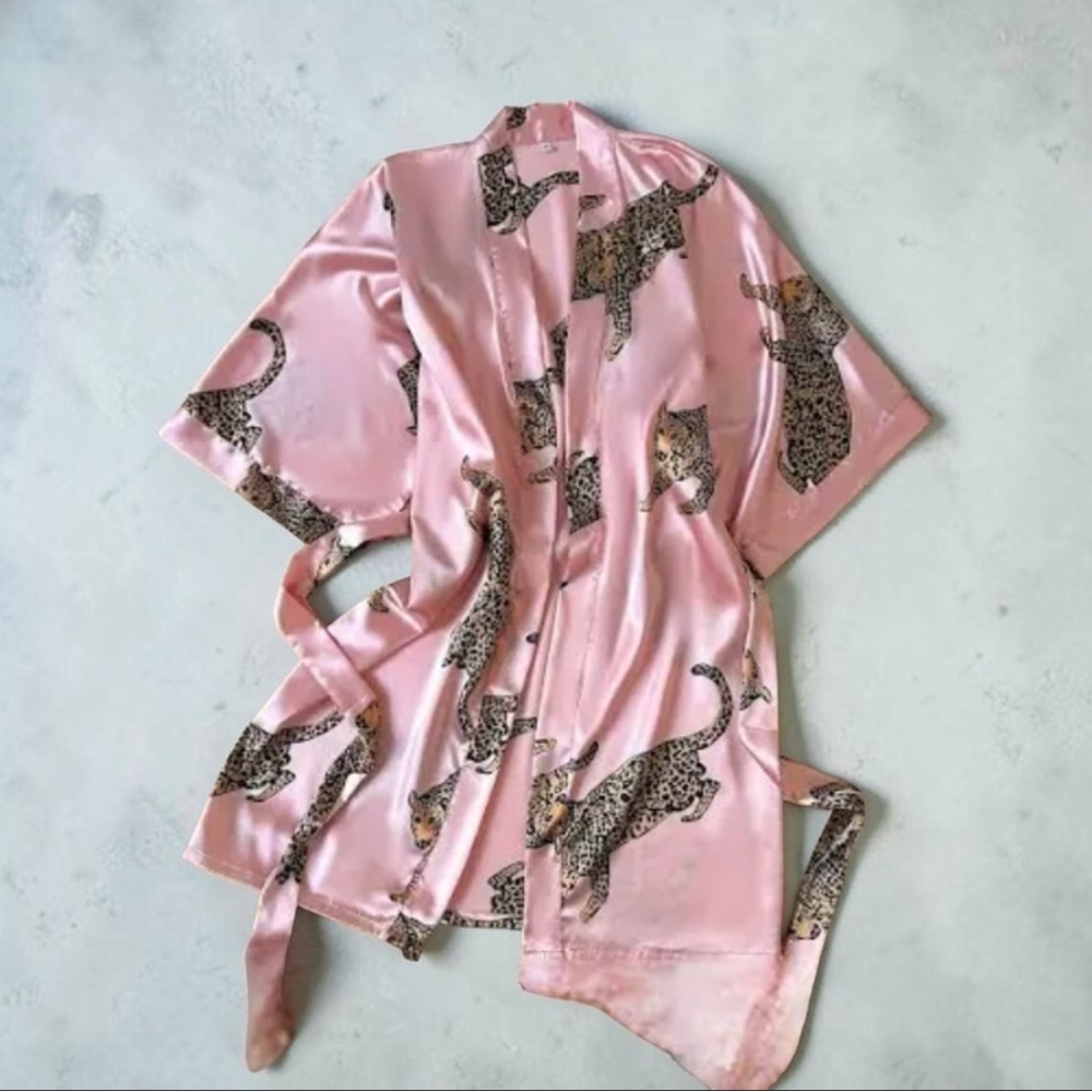 Pink Leopard animal Kimono Robe Relax Robe Large
